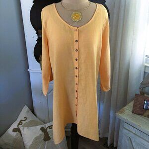 Soft Surroundings Tunic Top Size M 100% Linen Lagenlook Cantaloupe Color